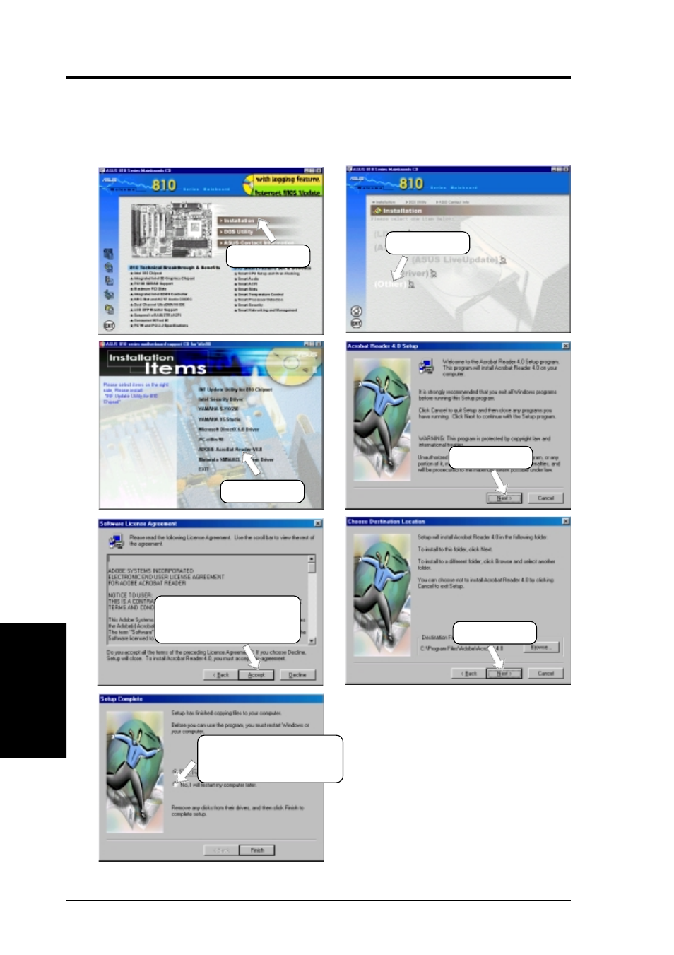 Software setup, 15 adobe acrobat reader v4.0 | Asus INTEL 810 MICROATX MOTHERBOARD CUW-RM User Manual | Page 96 / 128