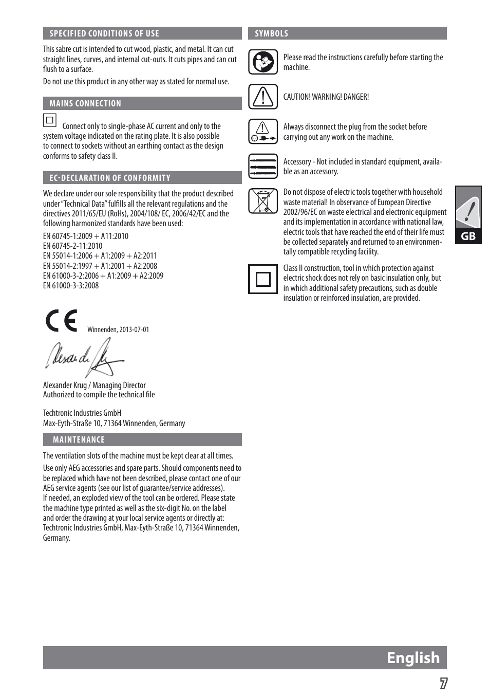 English | AEG US 400 XE User Manual | Page 9 / 62