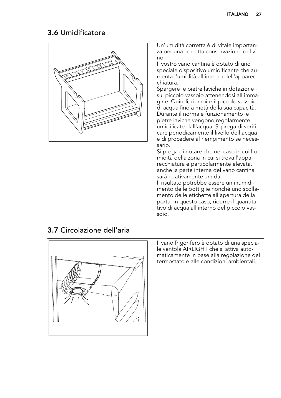 6 umidificatore, 7 circolazione dell'aria | AEG SWD81800G1 User Manual | Page 27 / 76