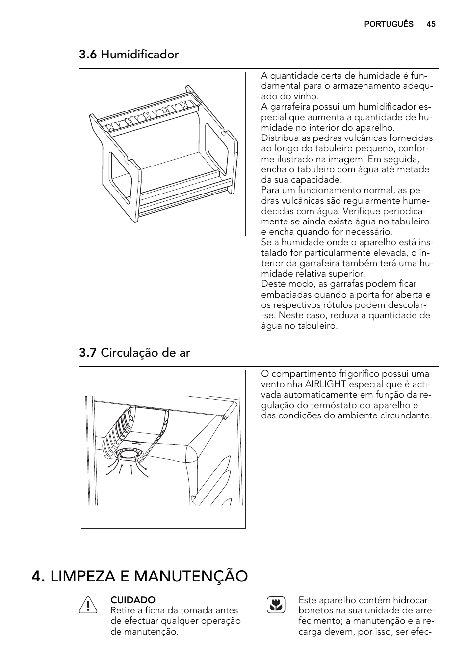 Limpeza e manutenção | AEG SWD81800G1 User Manual | Page 45 / 76