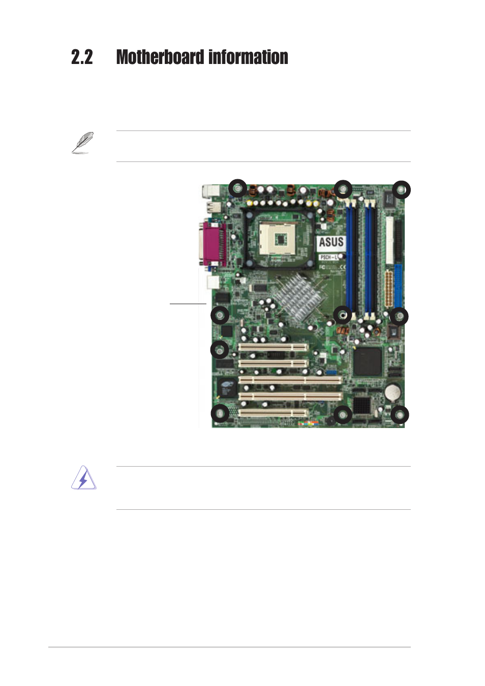 2 motherboard information | Asus AP130-E1 User Manual | Page 20 / 66