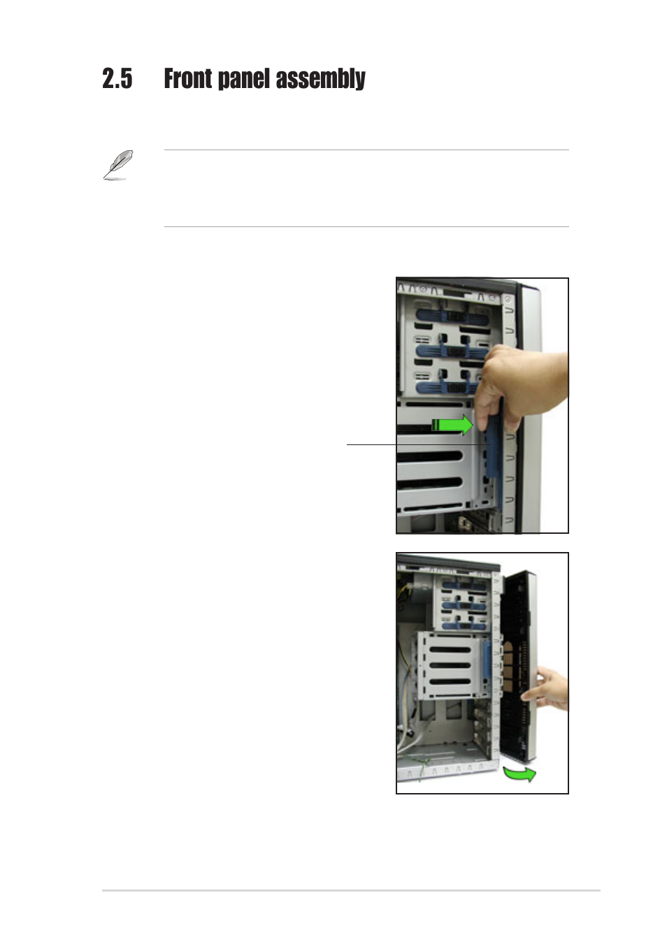 5 front panel assembly, 1 removing the front panel assembly | Asus AP130-E1 User Manual | Page 27 / 66