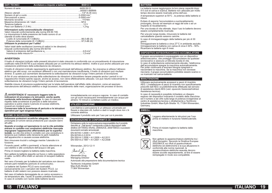 Italiano | AEG BSS 12C User Manual | Page 10 / 35