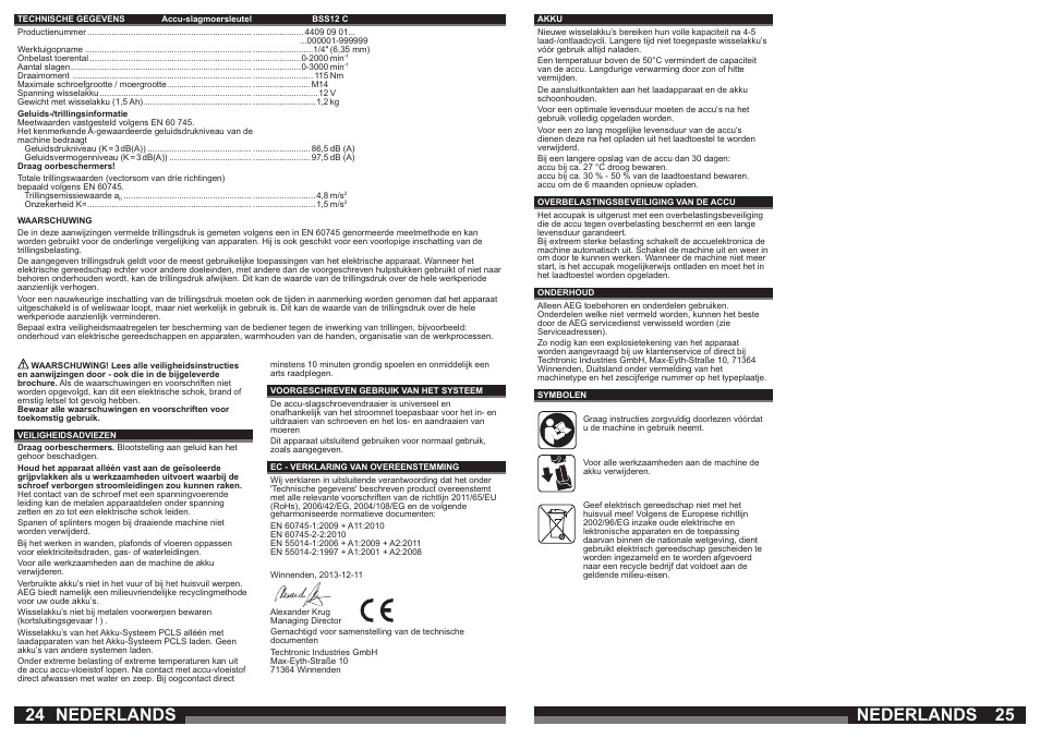 Nederlands | AEG BSS 12C User Manual | Page 13 / 35