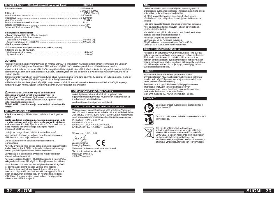 Suomi | AEG BSS 12C User Manual | Page 17 / 35