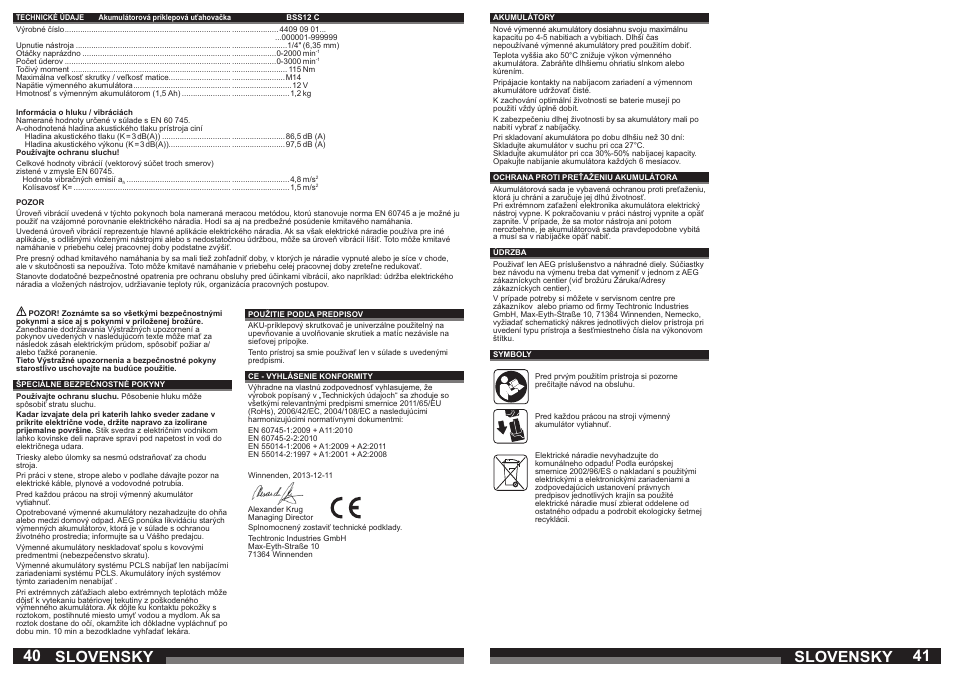 Slovensky | AEG BSS 12C User Manual | Page 21 / 35