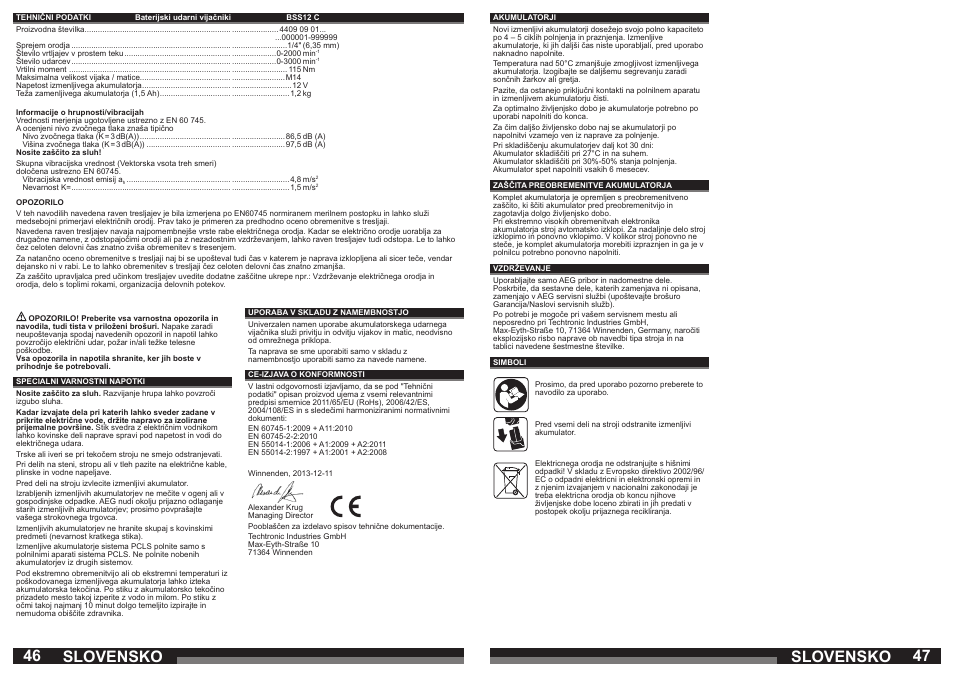 Slovensko | AEG BSS 12C User Manual | Page 24 / 35