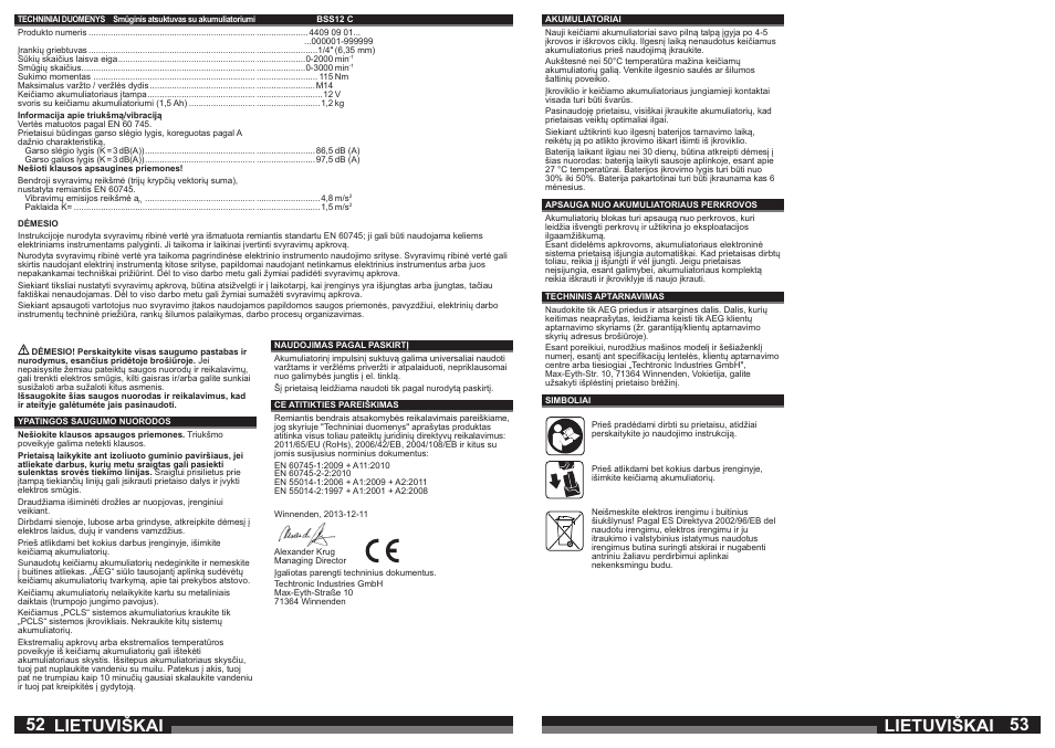 Lietuviškai | AEG BSS 12C User Manual | Page 27 / 35