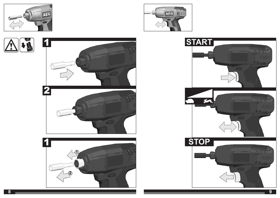 Start stop | AEG BSS 12C User Manual | Page 5 / 35