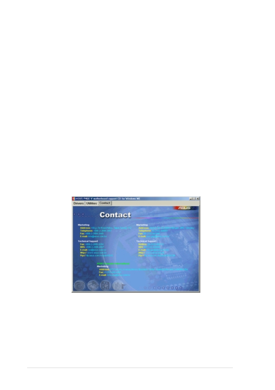 4 asus contact information | Asus P4GE-V User Manual | Page 108 / 132