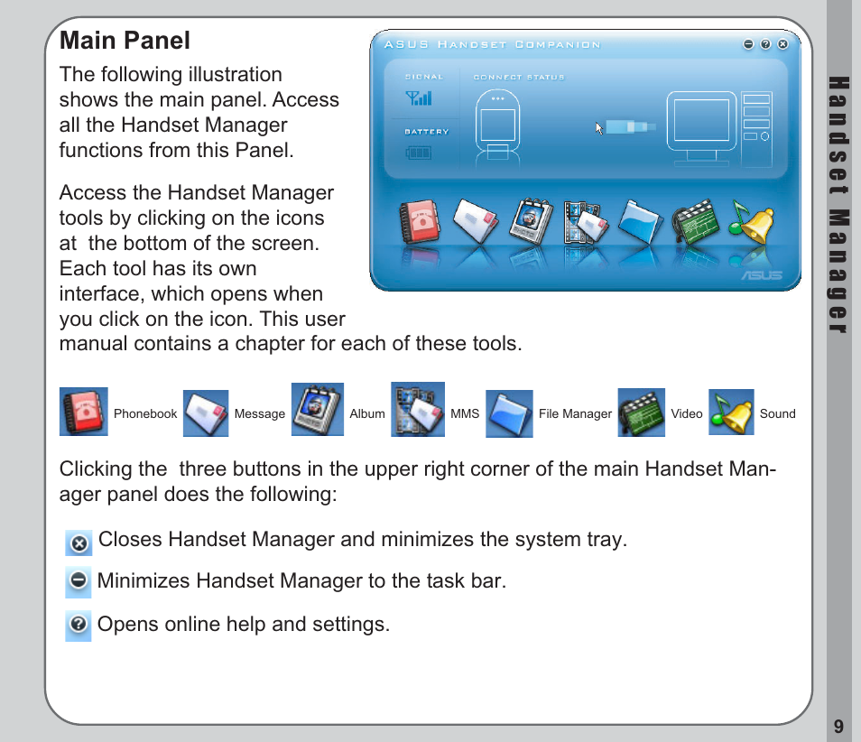 Main panel | Asus V66 User Manual | Page 13 / 50