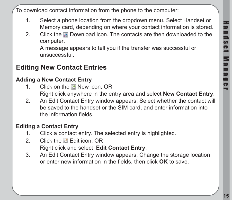 Editing new contact entries | Asus V66 User Manual | Page 19 / 50