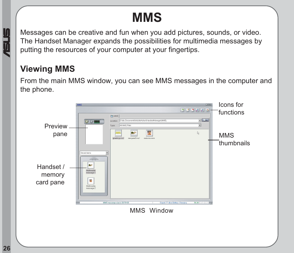 Viewing mms | Asus V66 User Manual | Page 30 / 50