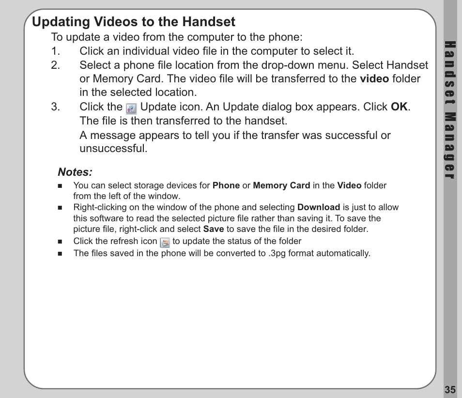 Updating videos to the handset | Asus V66 User Manual | Page 39 / 50