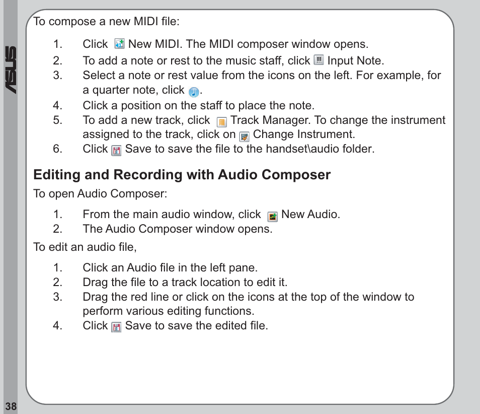 Editing and recording with audio composer | Asus V66 User Manual | Page 42 / 50