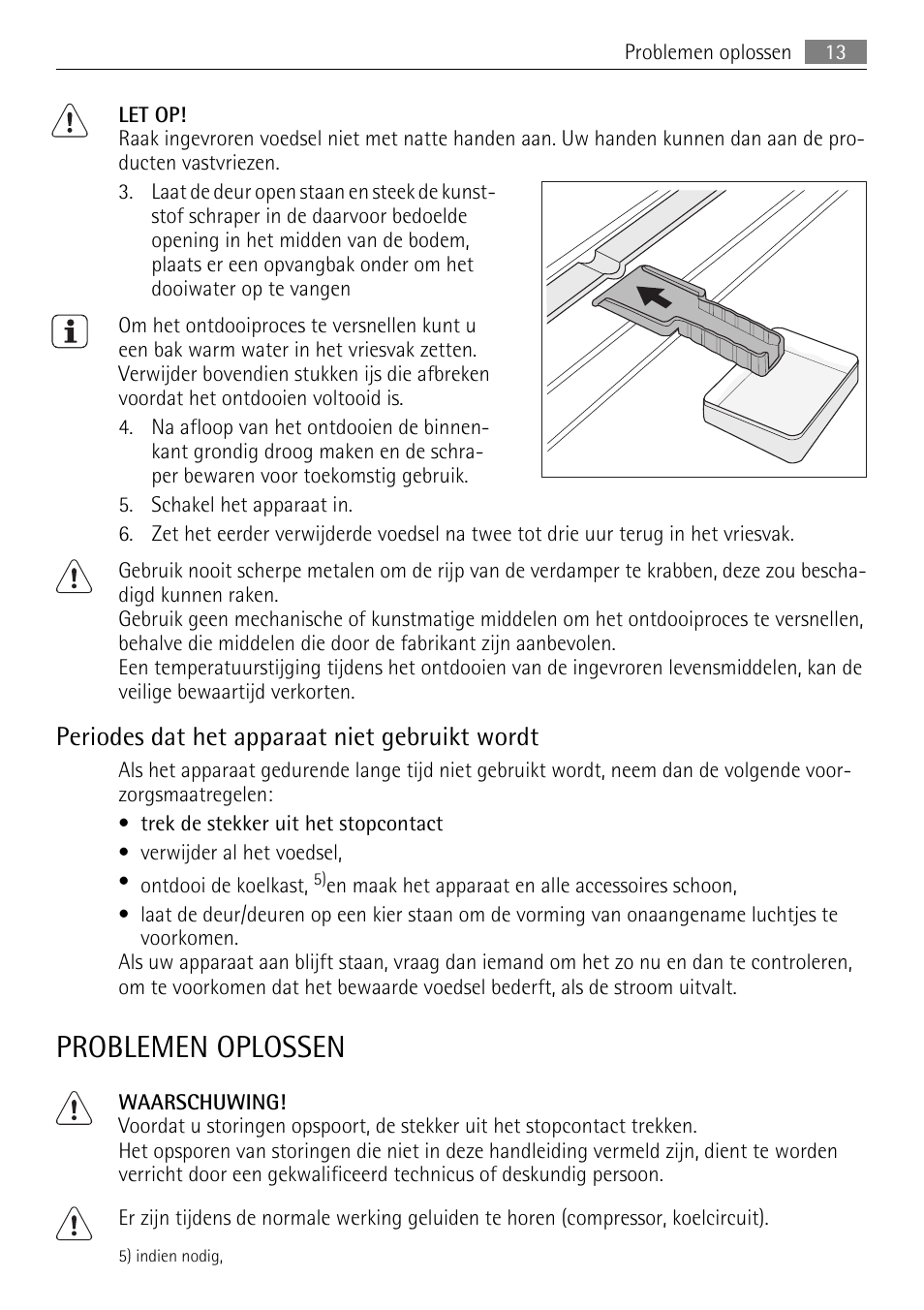 Problemen oplossen, Periodes dat het apparaat niet gebruikt wordt | AEG AGN81800F0 User Manual | Page 13 / 96