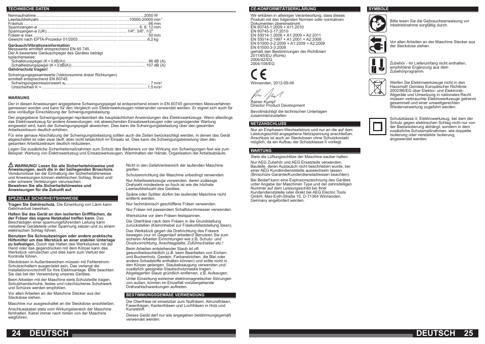 Deutsch | AEG OF 2050 E User Manual | Page 13 / 39