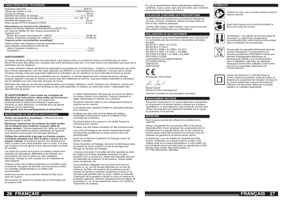 Français | AEG OF 2050 E User Manual | Page 14 / 39