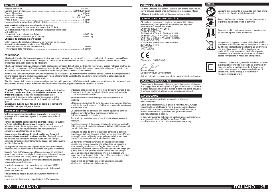 Italiano | AEG OF 2050 E User Manual | Page 15 / 39