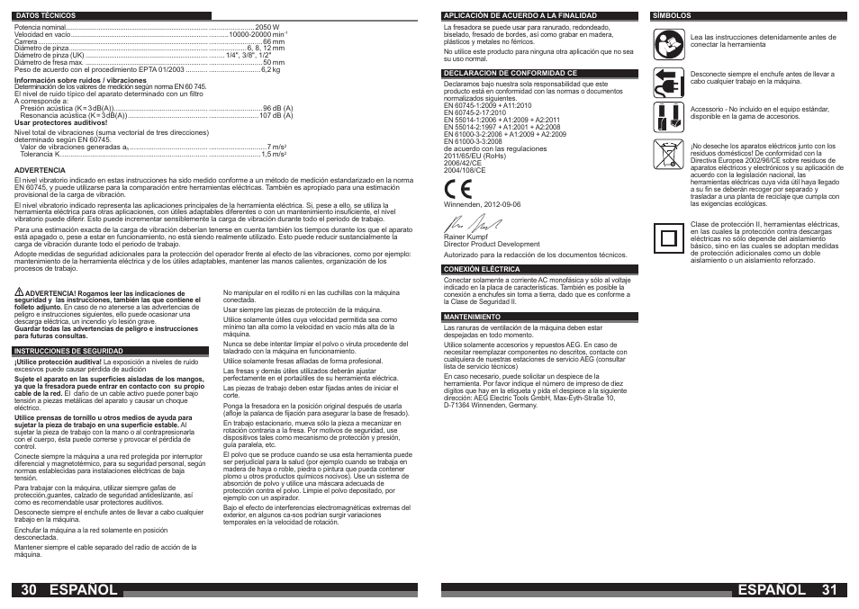 Español | AEG OF 2050 E User Manual | Page 16 / 39