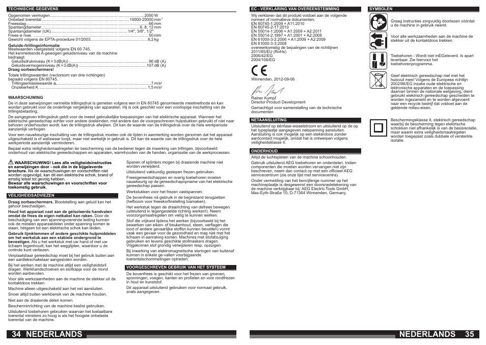 Nederlands | AEG OF 2050 E User Manual | Page 18 / 39