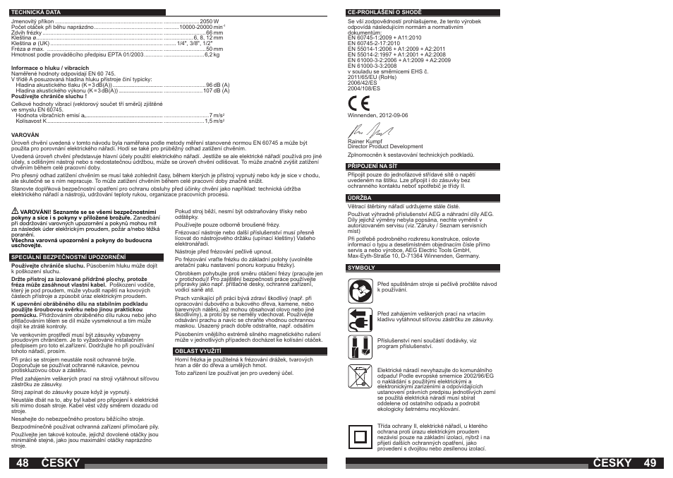 Česky | AEG OF 2050 E User Manual | Page 25 / 39