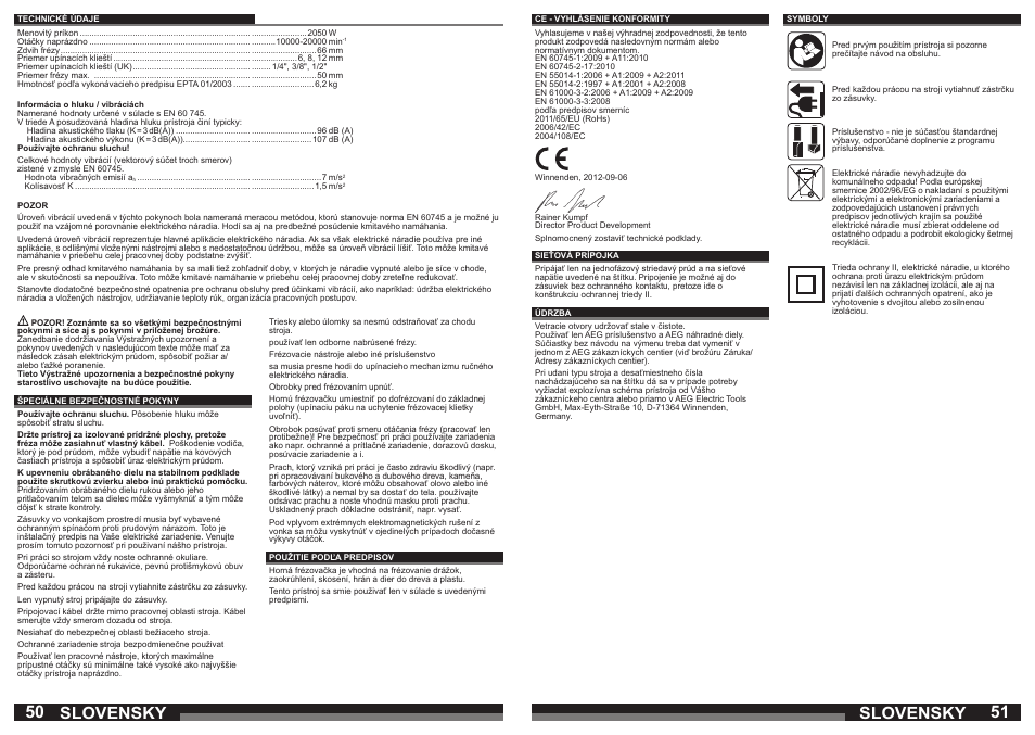 Slovensky | AEG OF 2050 E User Manual | Page 26 / 39