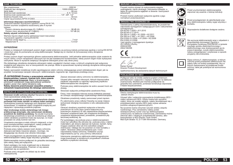 Polski | AEG OF 2050 E User Manual | Page 27 / 39