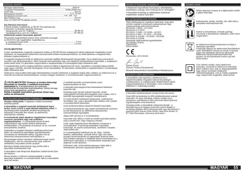 Magyar | AEG OF 2050 E User Manual | Page 28 / 39