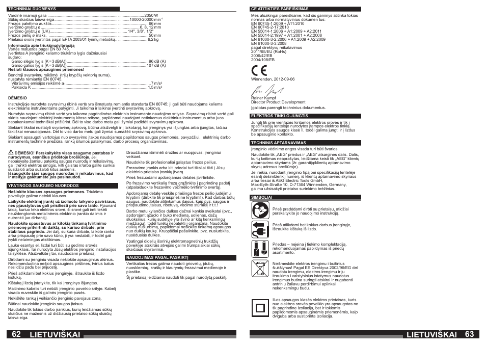 Lietuviškai | AEG OF 2050 E User Manual | Page 32 / 39