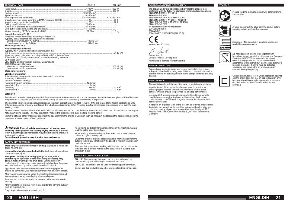 English | AEG PN 11 E User Manual | Page 11 / 41