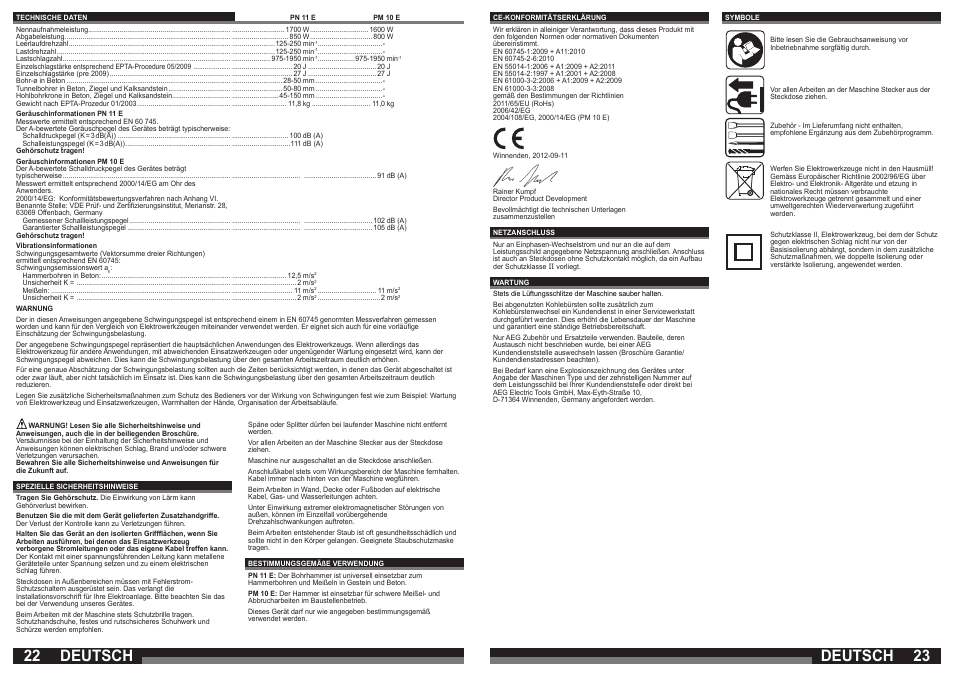 Deutsch | AEG PN 11 E User Manual | Page 12 / 41