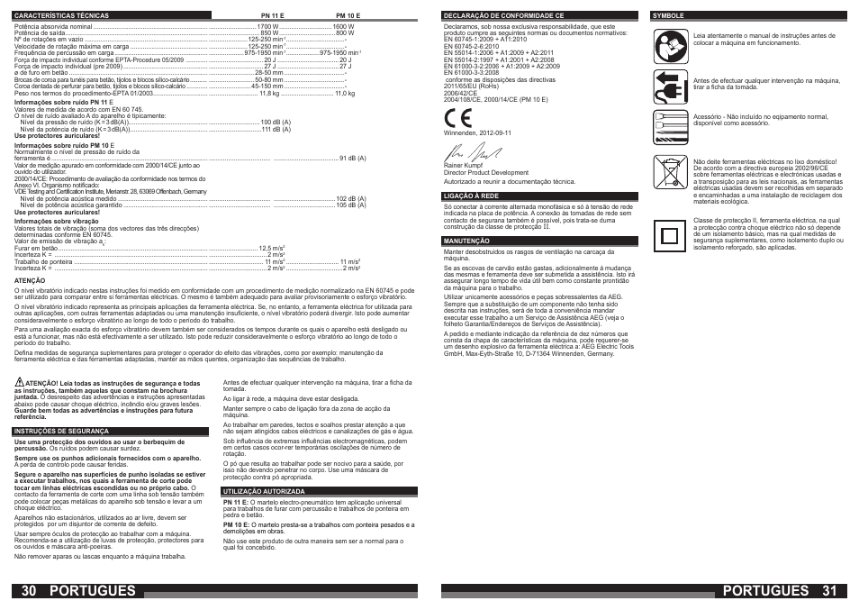 Portugues | AEG PN 11 E User Manual | Page 16 / 41