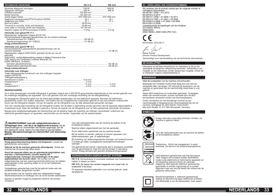 Nederlands | AEG PN 11 E User Manual | Page 17 / 41