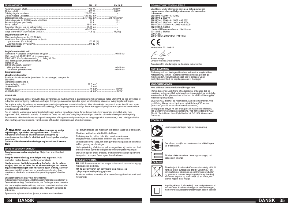 Dansk | AEG PN 11 E User Manual | Page 18 / 41