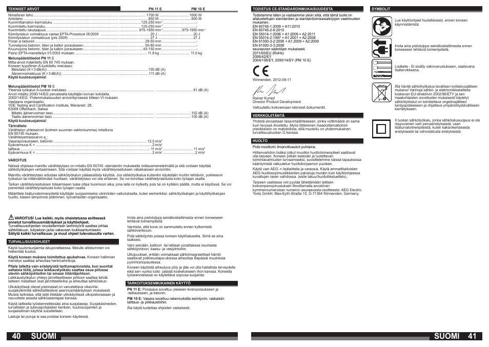Suomi | AEG PN 11 E User Manual | Page 21 / 41