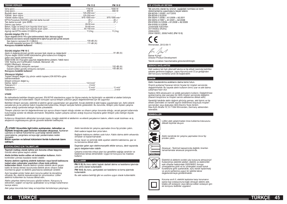 Türkçe | AEG PN 11 E User Manual | Page 23 / 41