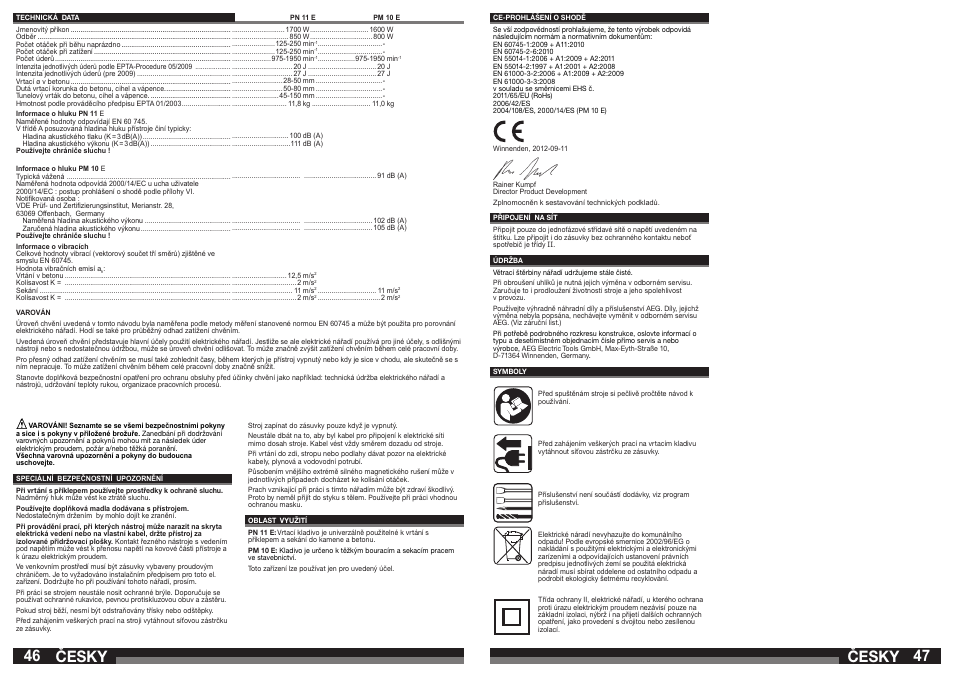 Česky | AEG PN 11 E User Manual | Page 24 / 41