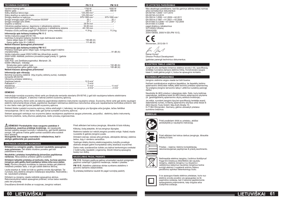 Lietuviškai | AEG PN 11 E User Manual | Page 31 / 41