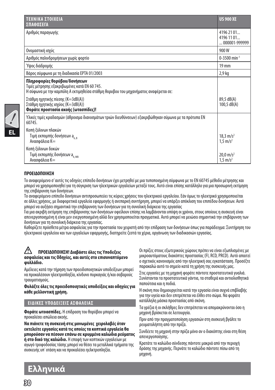 Ελληνικά | AEG US 900 XE User Manual | Page 32 / 64