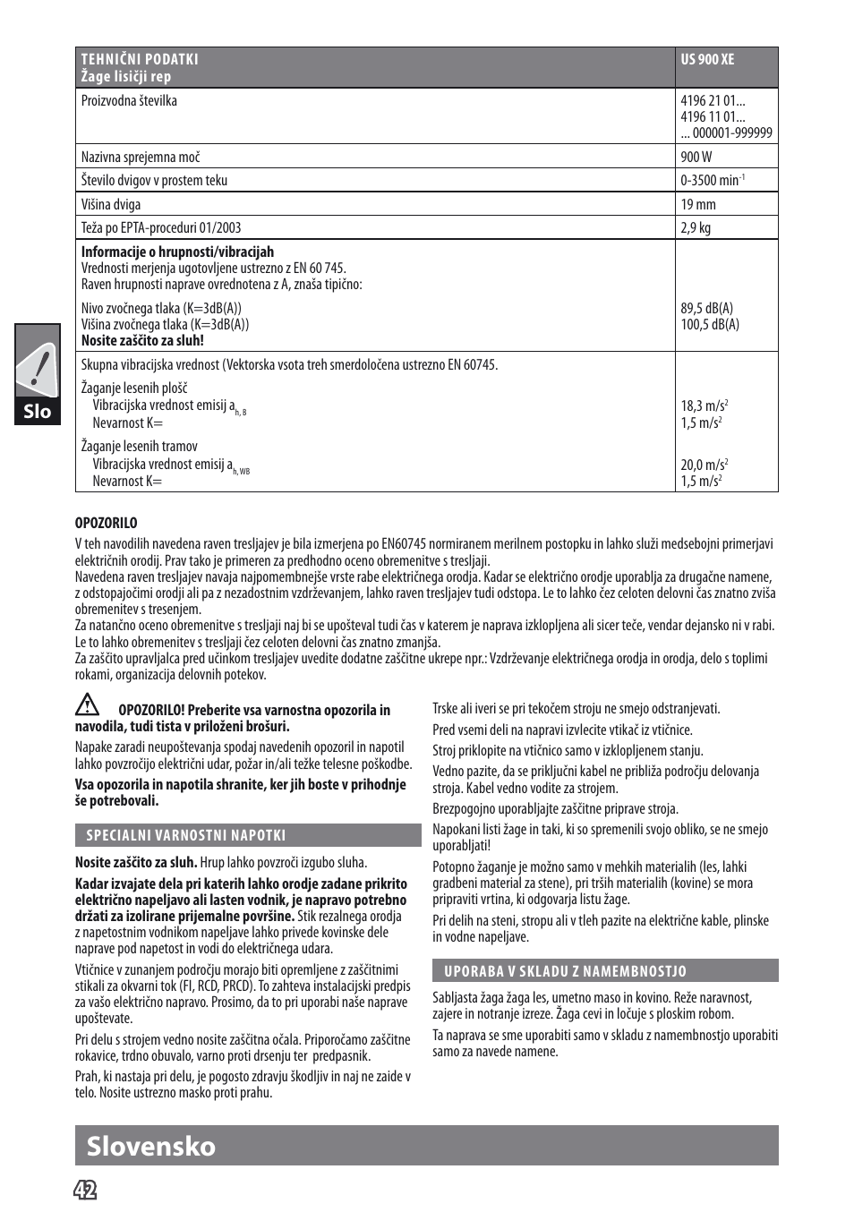 Slovensko | AEG US 900 XE User Manual | Page 44 / 64