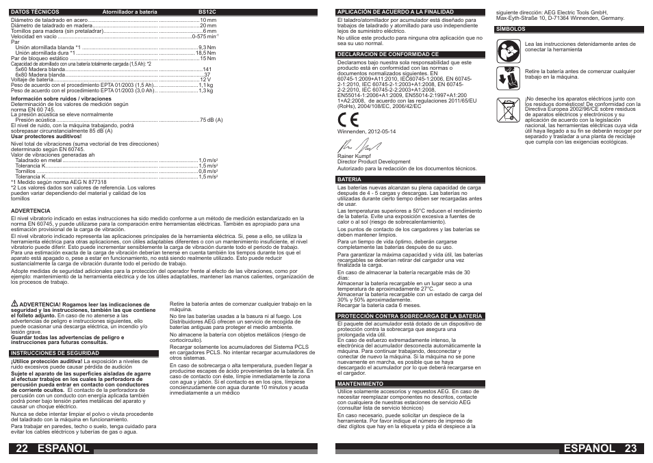 Español | AEG BSB 12 G User Manual | Page 12 / 35