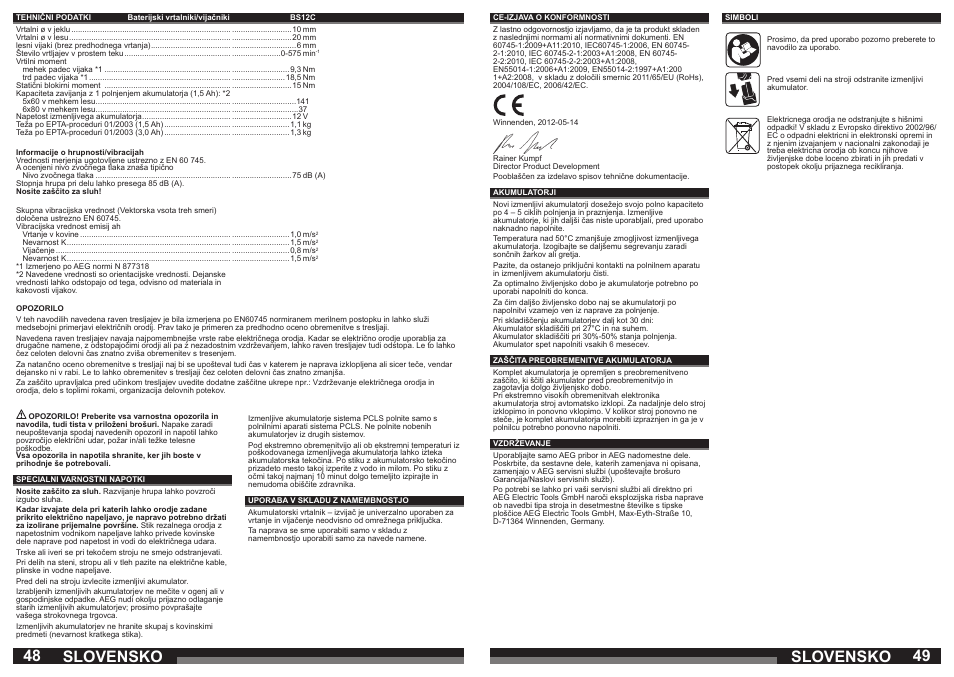 Slovensko | AEG BSB 12 G User Manual | Page 25 / 35