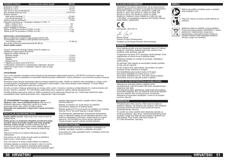 Hrvatski | AEG BSB 12 G User Manual | Page 26 / 35