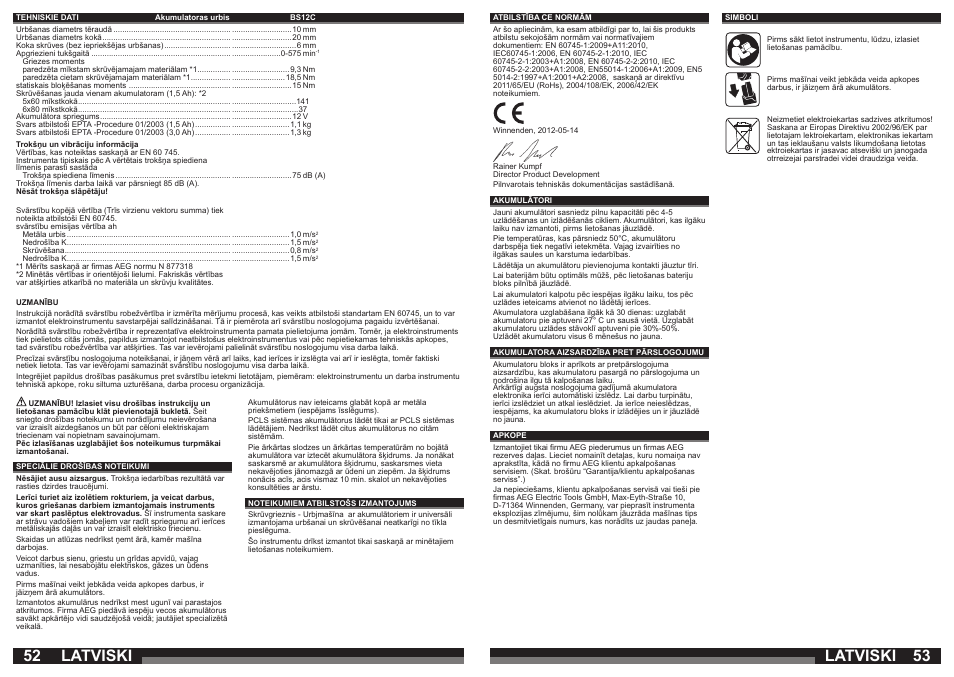 Latviski | AEG BSB 12 G User Manual | Page 27 / 35