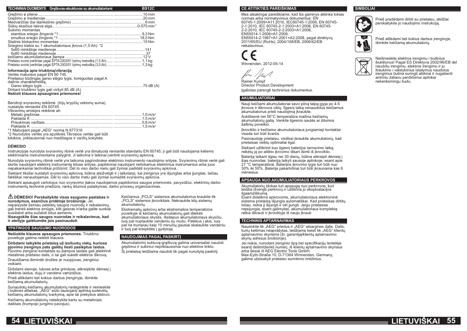 Lietuviškai | AEG BSB 12 G User Manual | Page 28 / 35