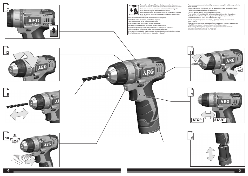 Start stop | AEG BSB 12 G User Manual | Page 3 / 35