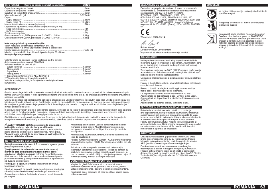 România | AEG BSB 12 G User Manual | Page 32 / 35