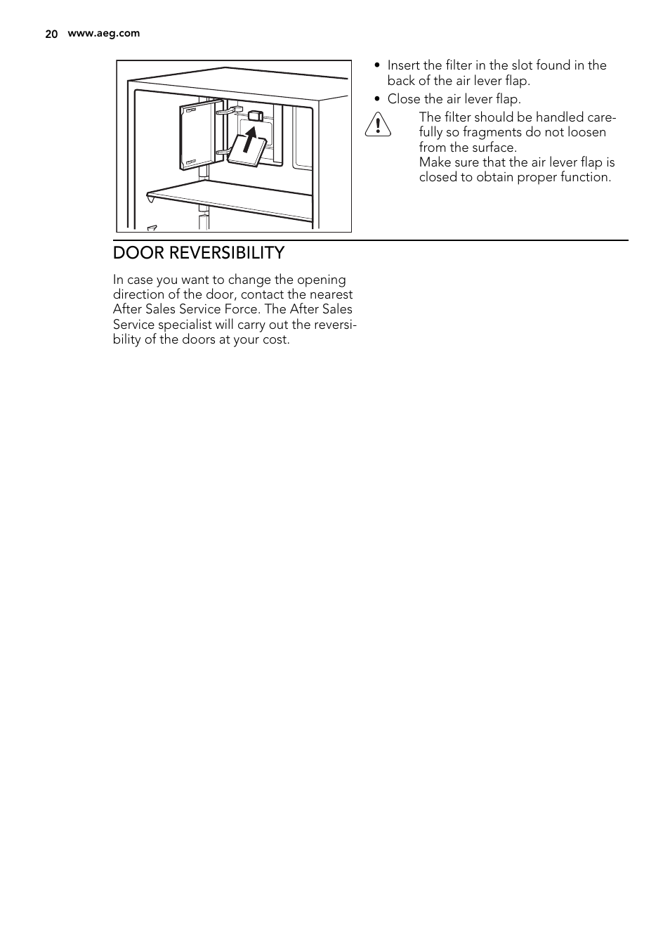 Door reversibility | AEG S74010KDX0 User Manual | Page 20 / 72