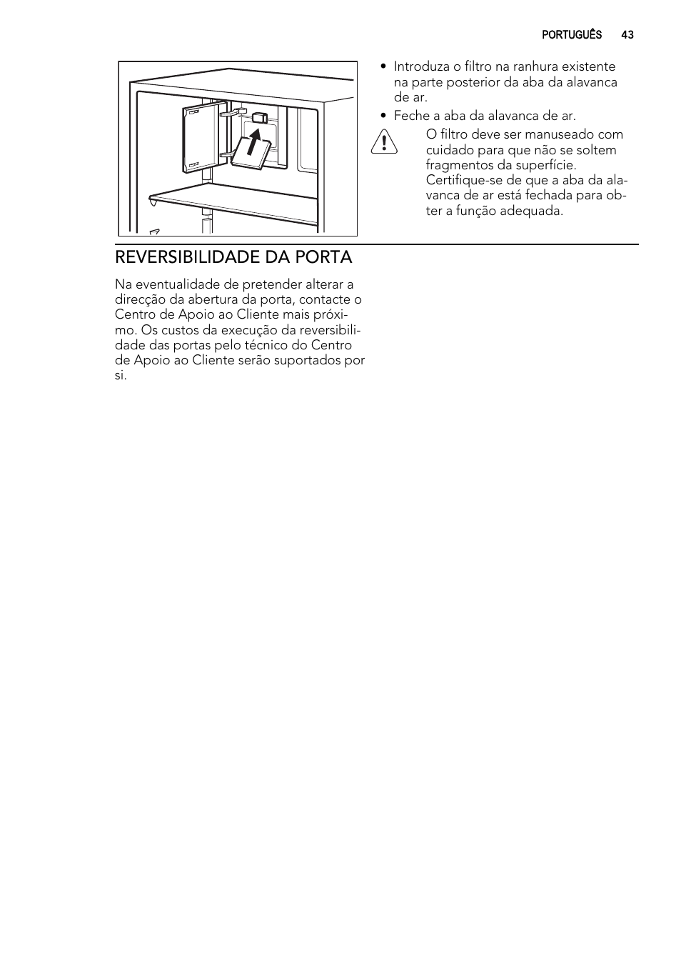 Reversibilidade da porta | AEG S74010KDX0 User Manual | Page 43 / 72